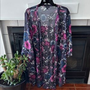 Torrid Black Floral Sheer coverup